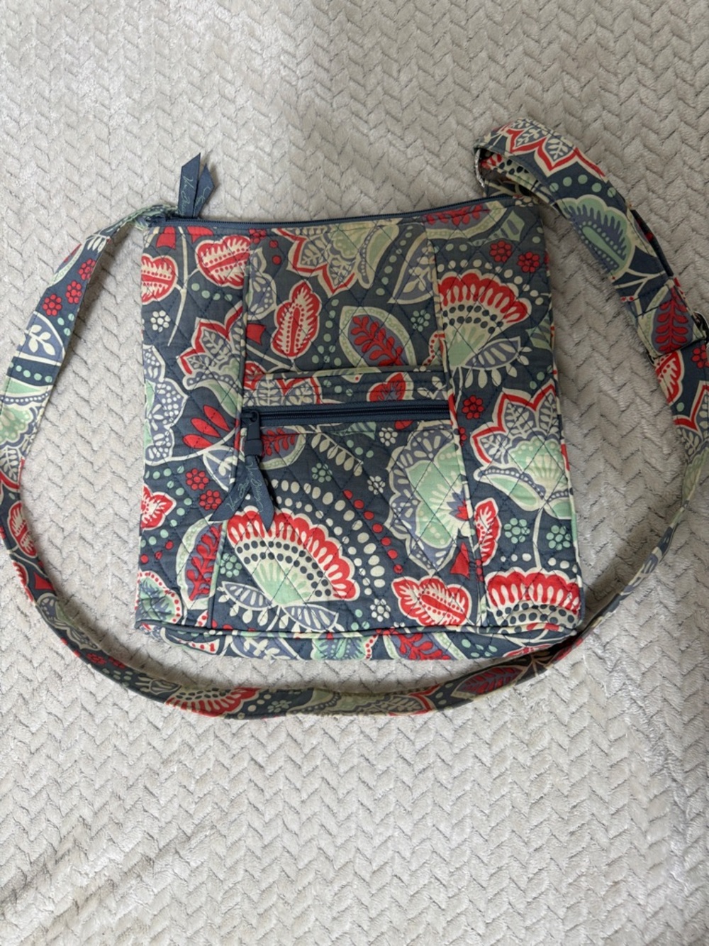 Vera Bradley Floral Crossbody in Navy, Red, and Mint